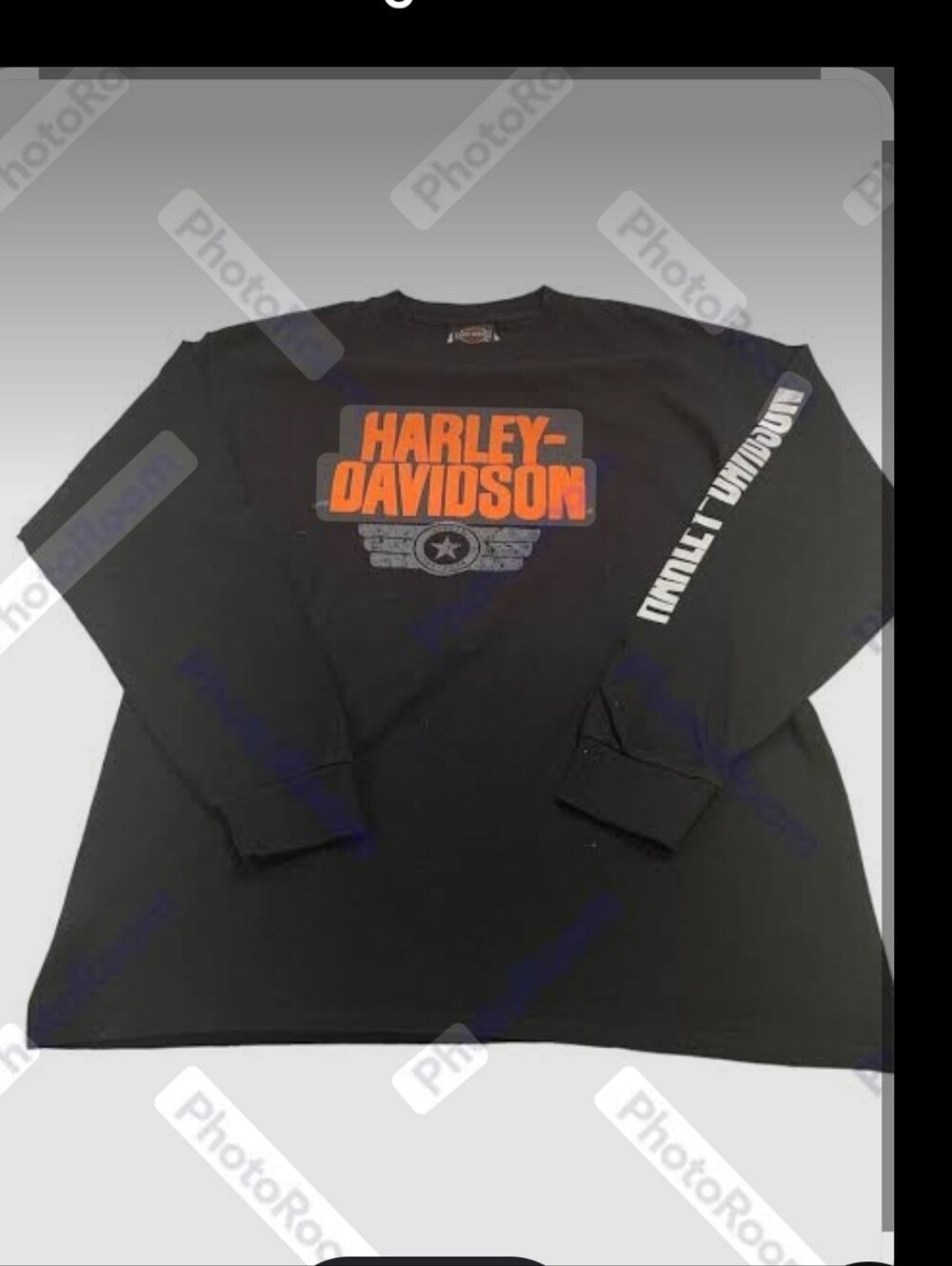 NWT Men's Harley-Davidson Black Long Sleeve Tee with Orange Logo